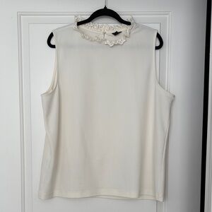 Ann Taylor Elegant Cream Sleeveless Top